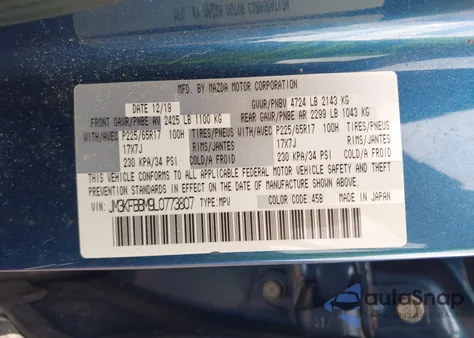 2020 Mazda Cx-5 Sport from USA, damaged, VIN JM3KFBBM9L0773807